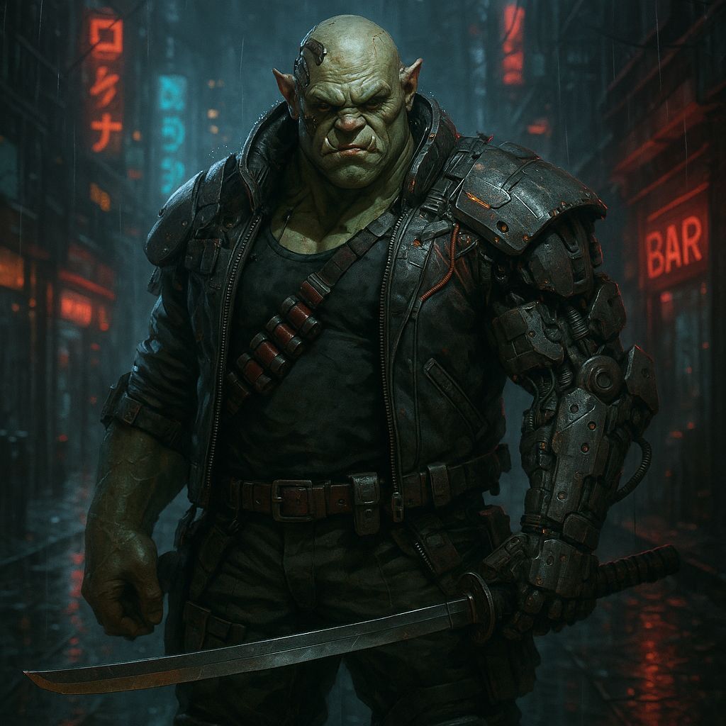 Ogre Street Samurai in Cyberpunk Style