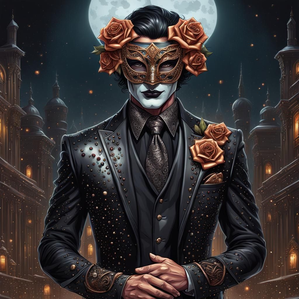 Elegant Goth Man in Studded Leather Suit