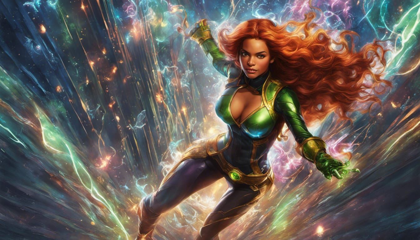 Starfire's Green Power: A Cosmic Comic Art
