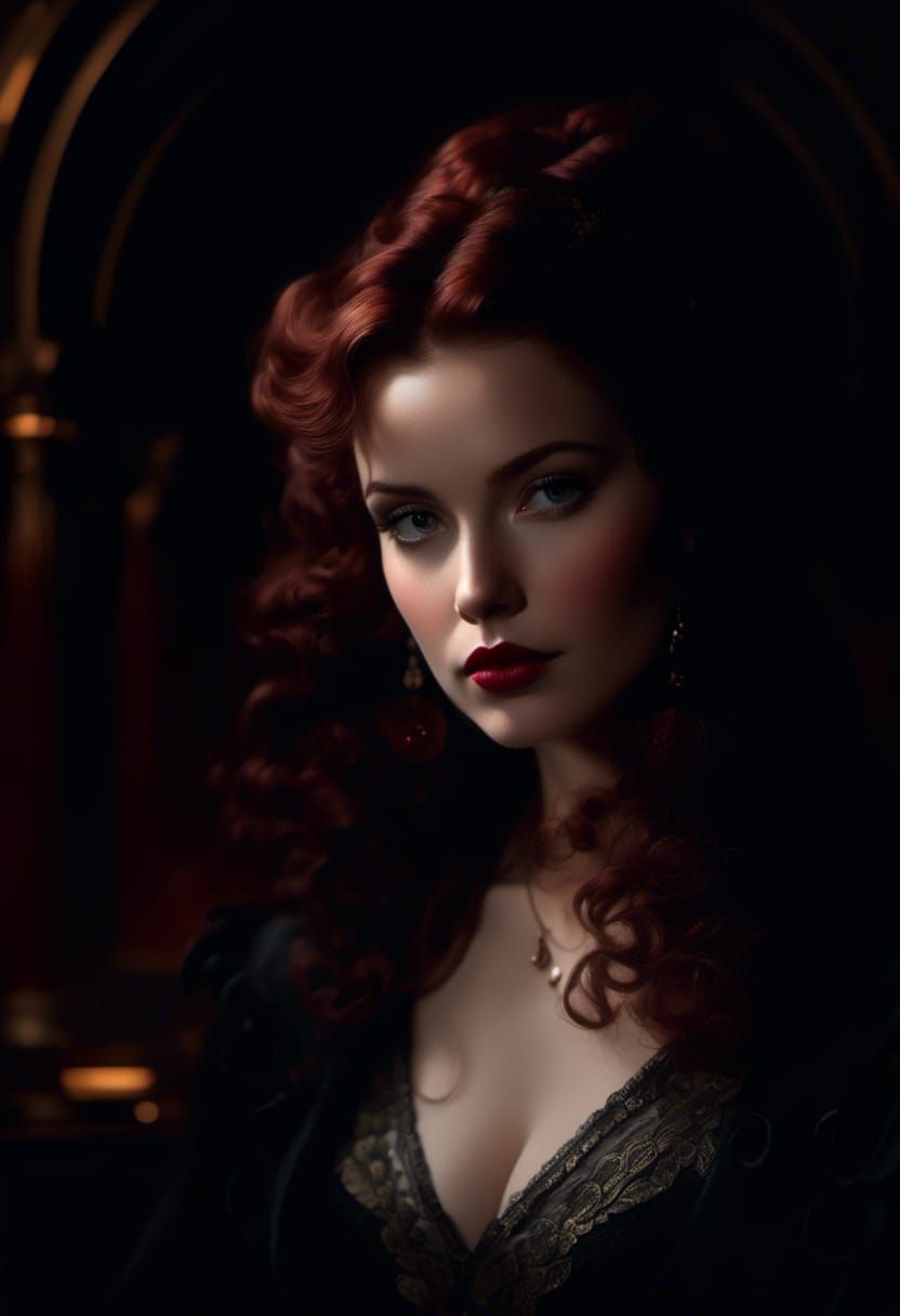 Noir Femme Fatale Portrait in 1940s Style