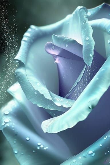 Bioluminescent Water Rose: Detailed Digital Art