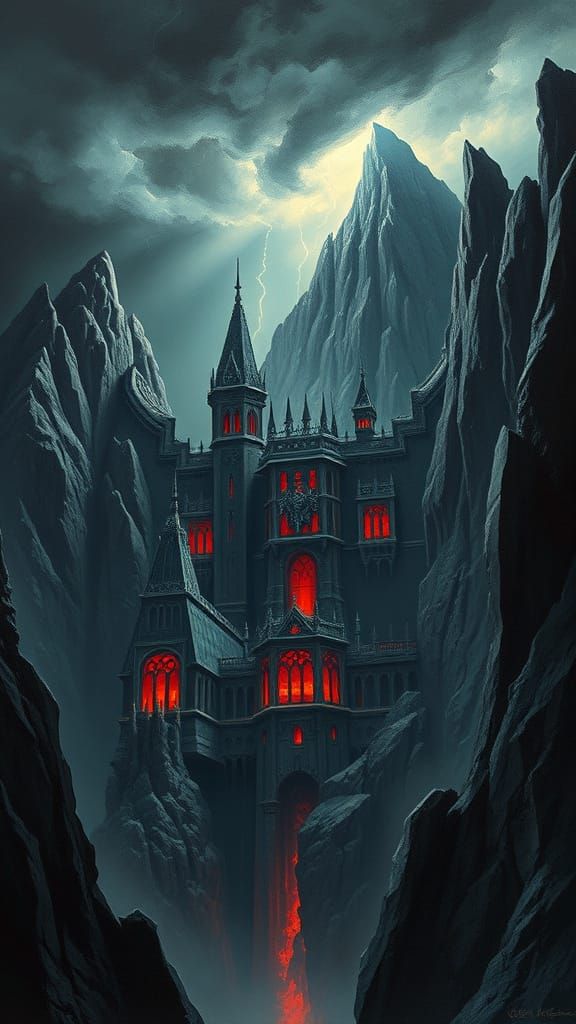 Ominous Supervillain Lair in Mountain Peak