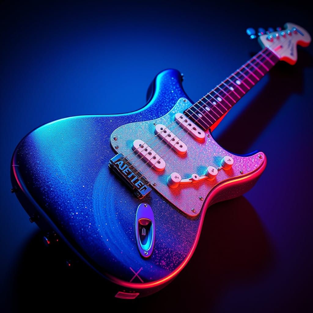 Glamorous Futuristic Fender Stratocaster Guitar in Iridescen...