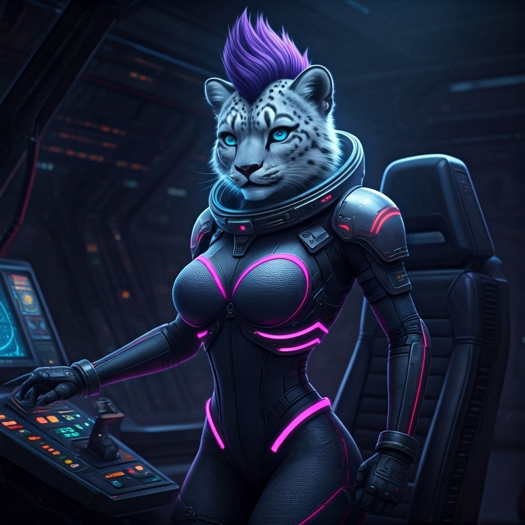 Snow Leopard Astronaut in Sleek Spaceship, Cinematic Style