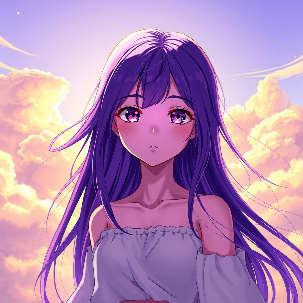 Purple Girl in Sunlight: Anime Manga Style