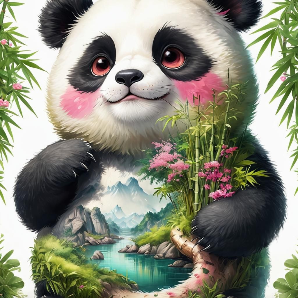 Vibrant Chibi Panda Unveils Hidden Chinese Landscape in Drea...