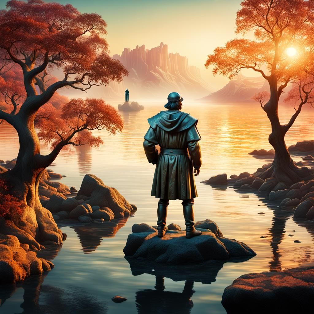 Columbus in a Surrealist Dreamscape, Dali Inspired