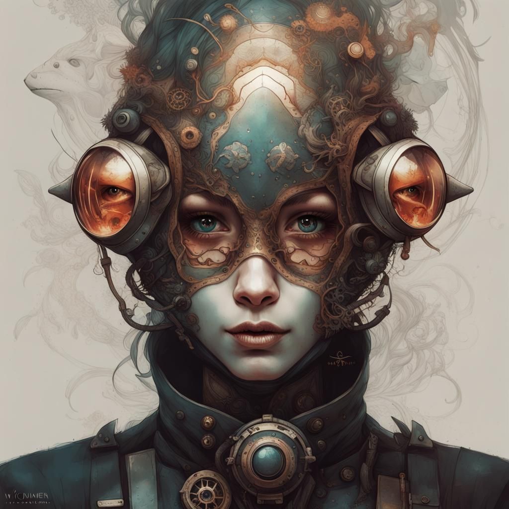 Steampunk Shark Portrait with Intricate Details