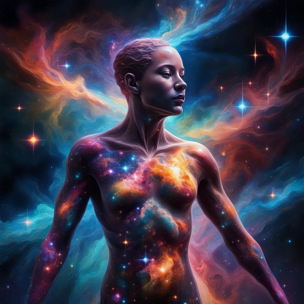 Cosmic Star Being in Deep Space Oil Painting