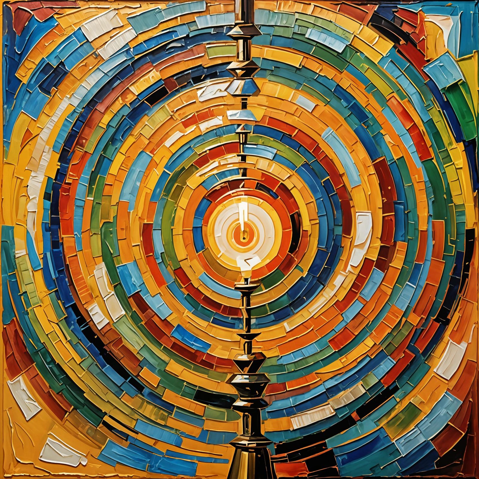 Torus Lamp Radiating Light in Cubist Style