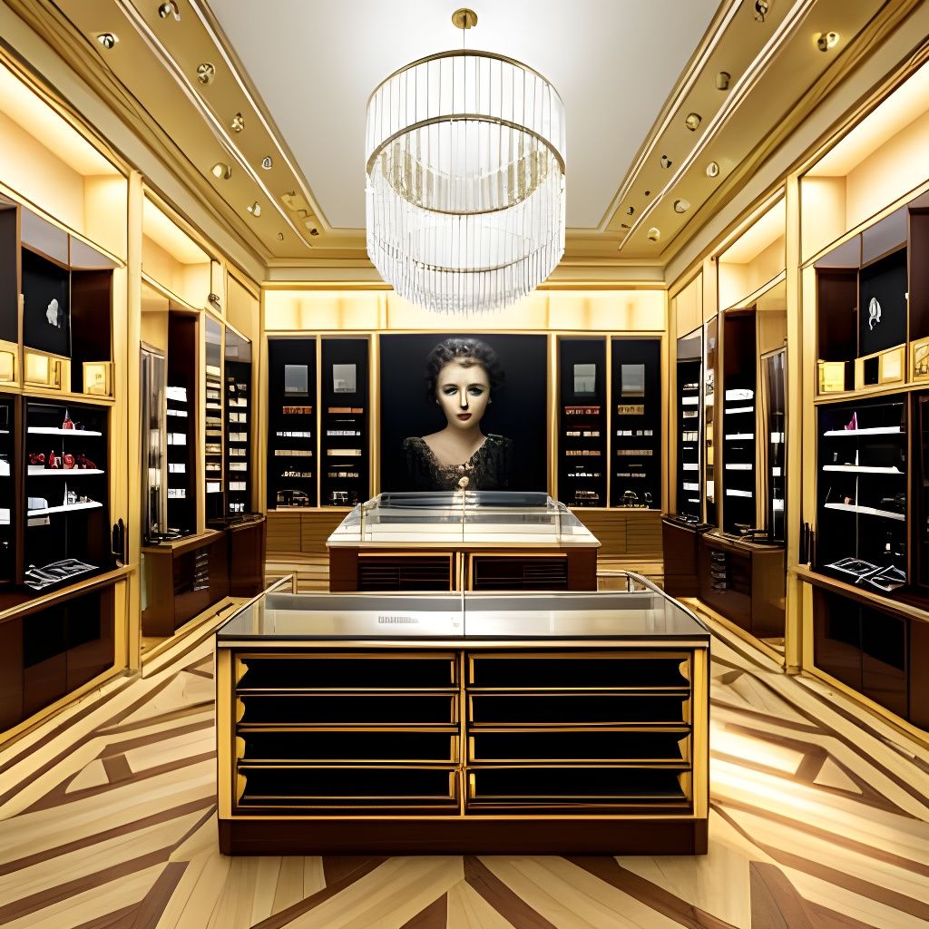 Crystal Jewelry Shop Interior in Hyper-Realistic Style