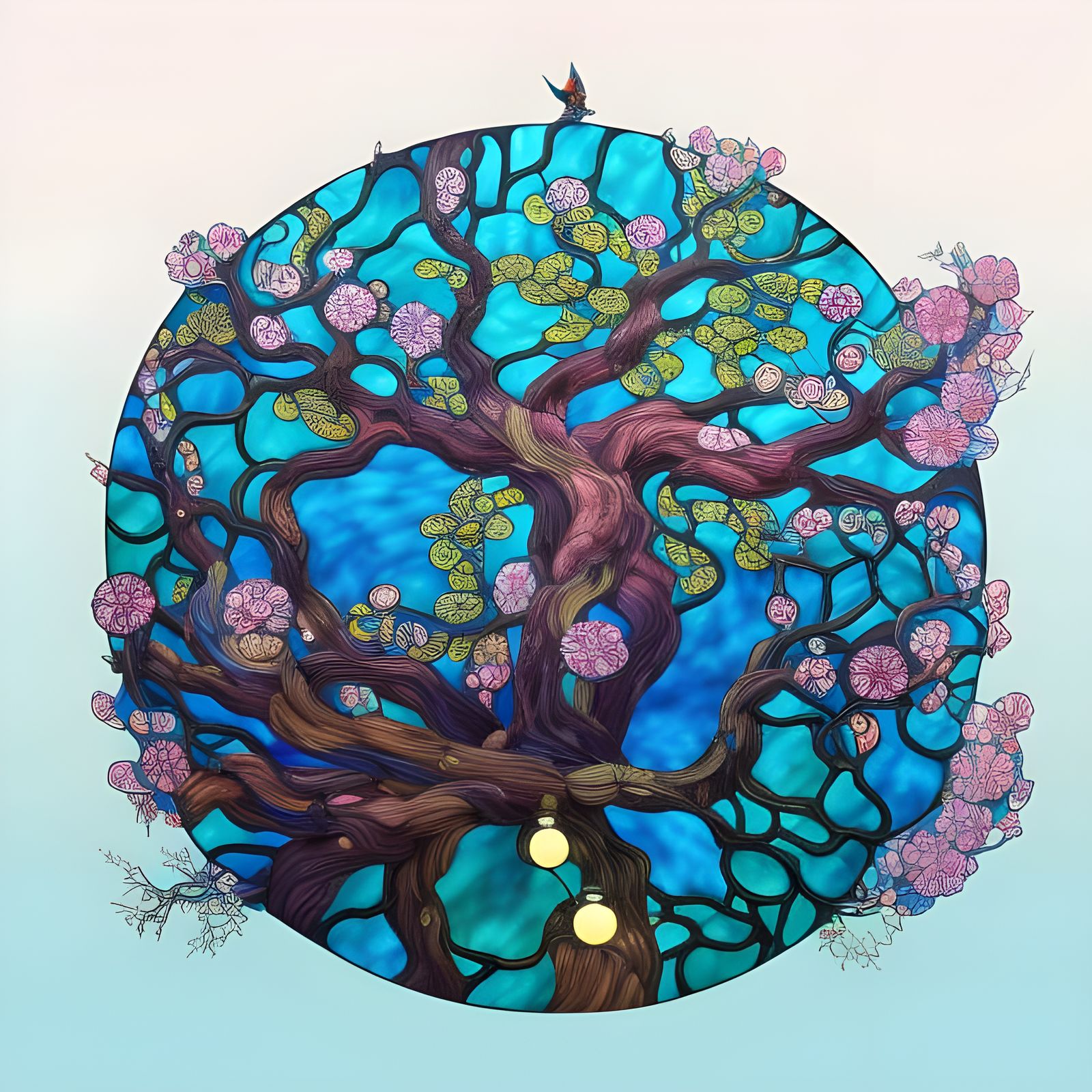 Stained Glass Yggdrasil Window in Sinister Style