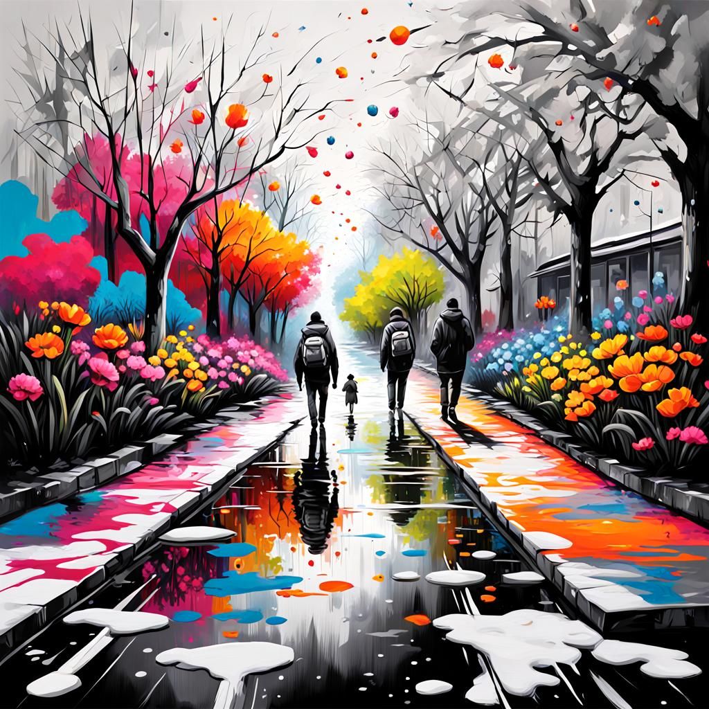 Spring's Arrival: Vibrant Flowers Emerge in Graffiti Art