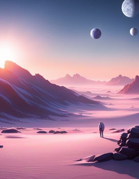 Astronaut Meets Alien on Distant World