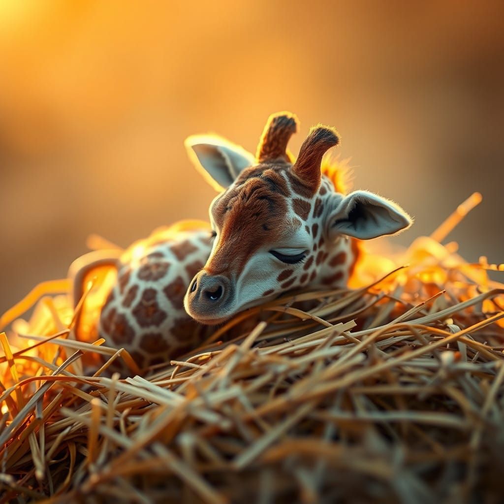 Dreamy Baby Giraffe in Golden Light