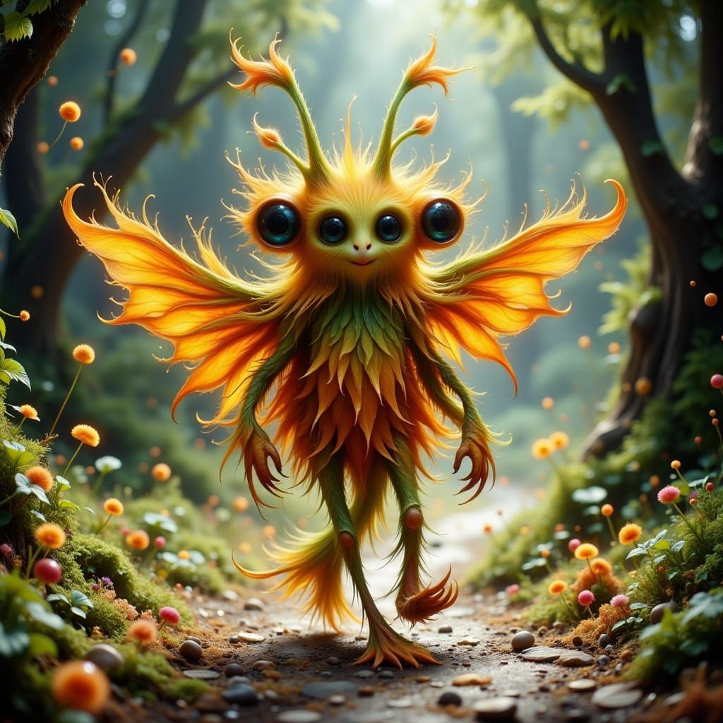 Whimsical Creature in Textured Oil Painting Style