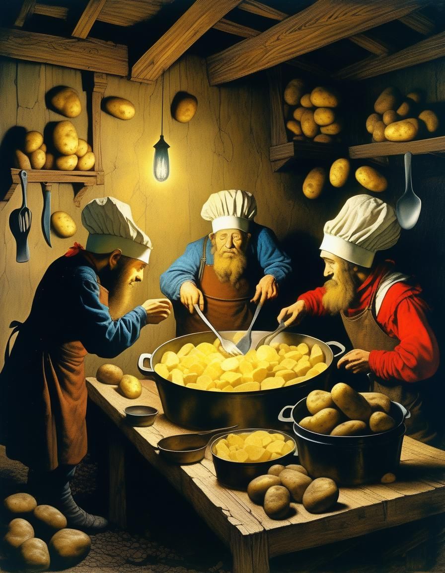 Where potatoes and pans come together. Fried potatoes poem.