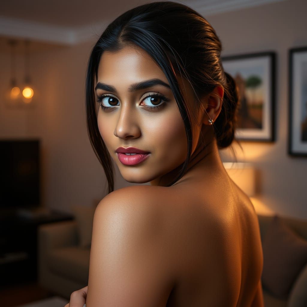 Sensuous Pakistani Woman in Modern Living Room