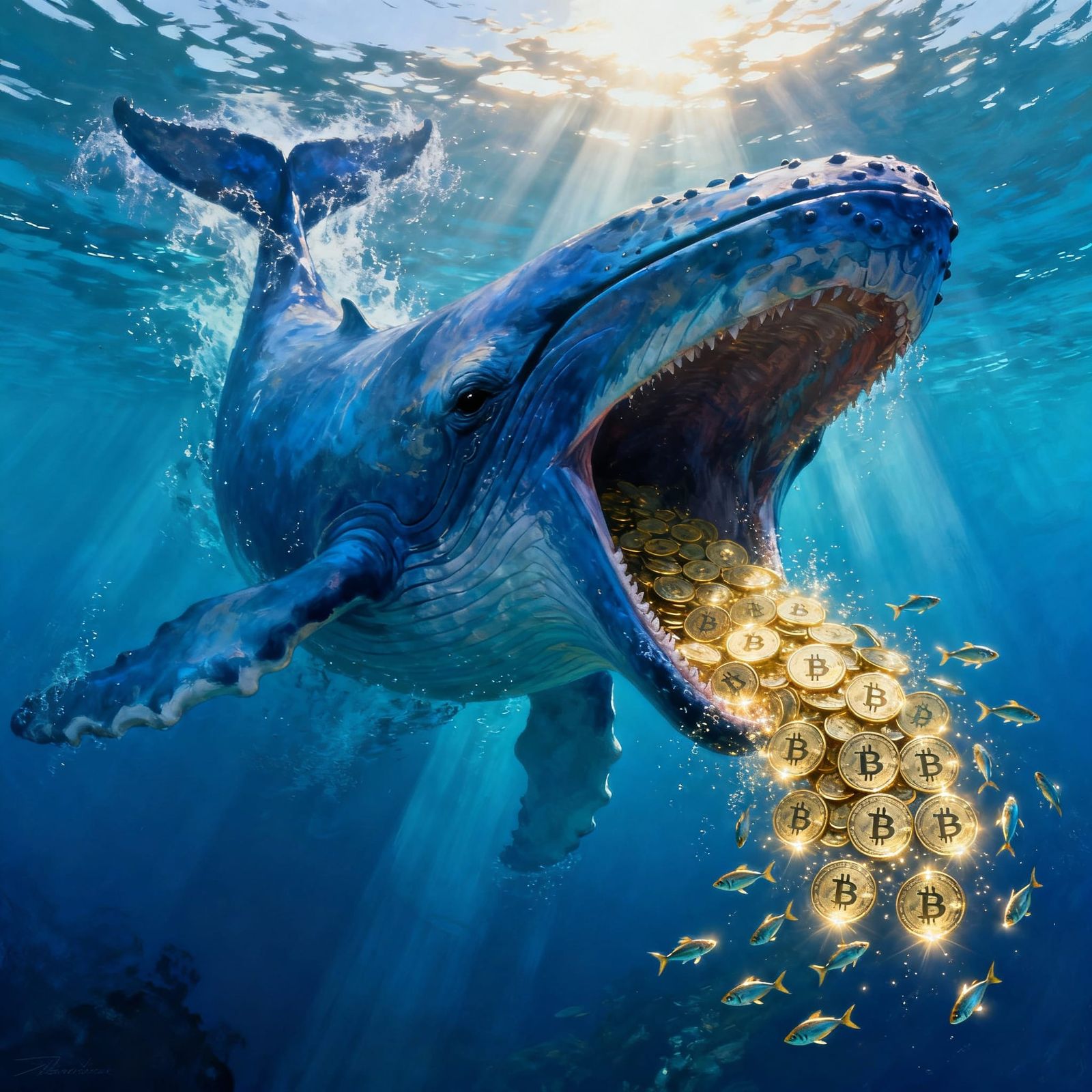 Colossal Blue Whale Swallows Bitcoin Satoshis