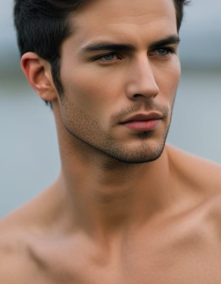 Romantic Portrait of Male Model in Golden Hour