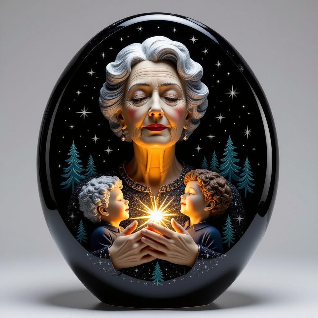 Glass Sculpture of Woman with Figures Inside