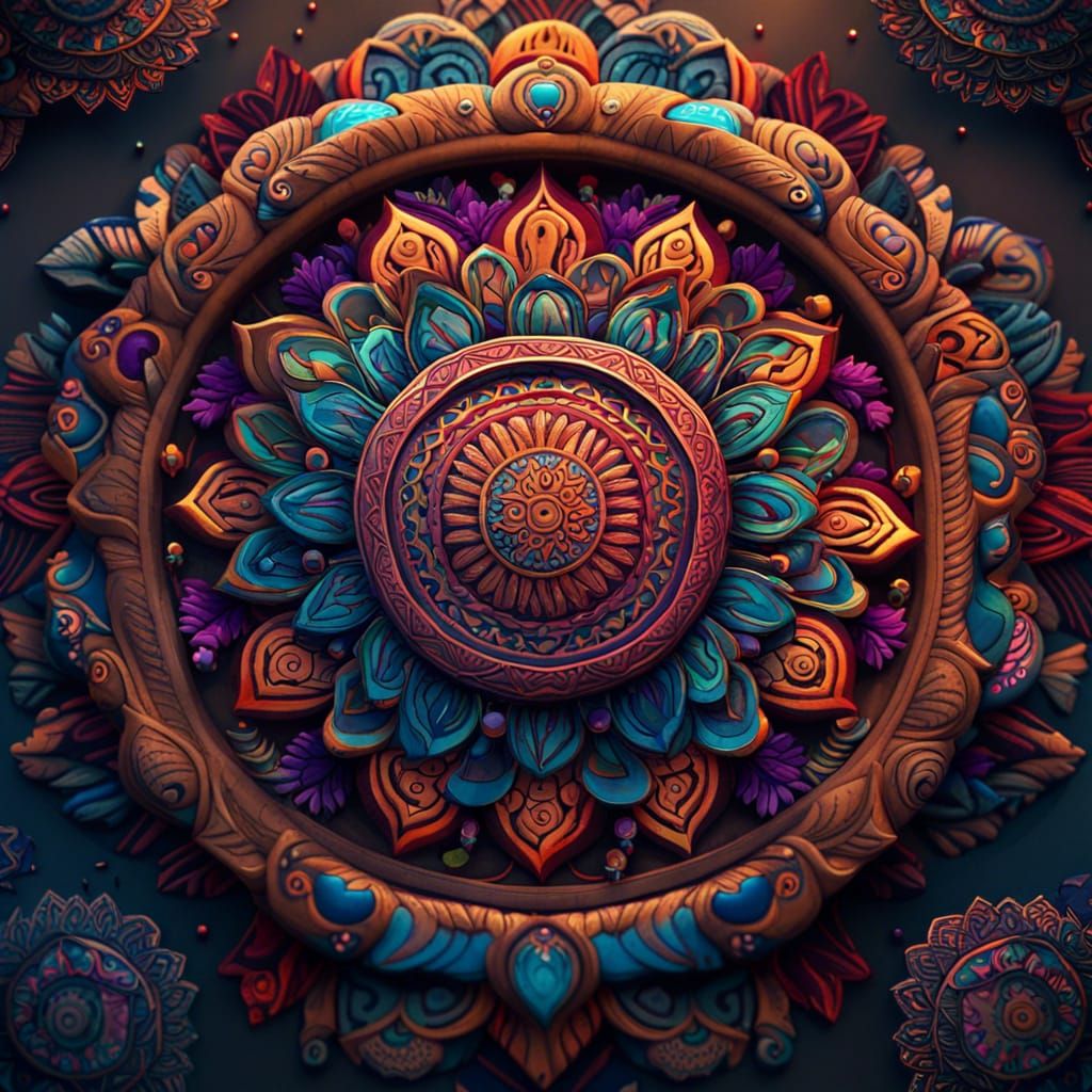 Tribal City Immersed in Mandala Art