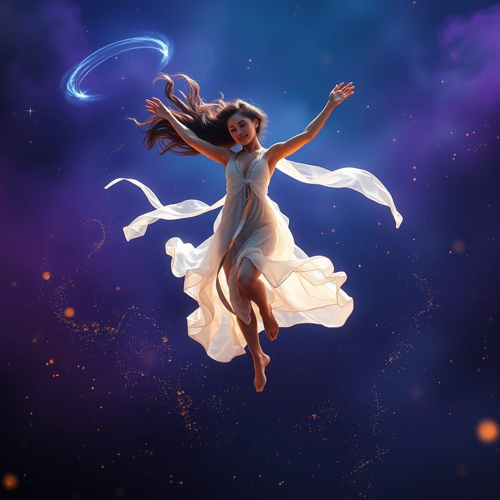 Ethereal Dancer in Cosmic Dance