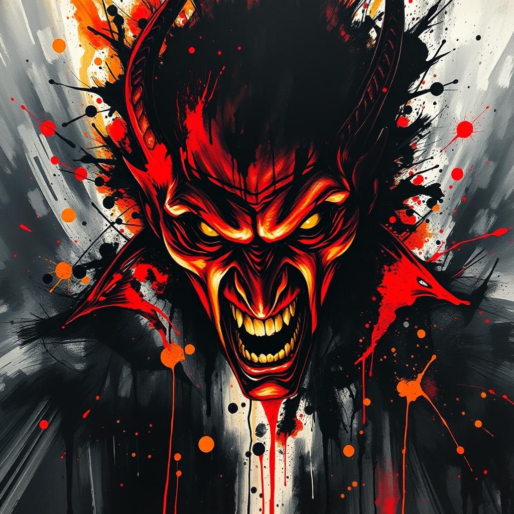 Terrifying Shadow Dracula Liquid Ink Splatter Art