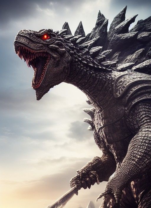 Majestic Godzilla Knight in Finely Detailed Armor