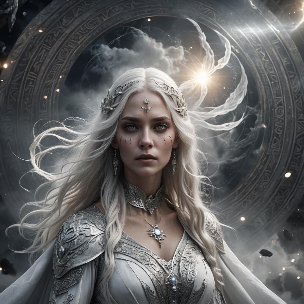 Mystical Woman with Silver Diadem: Digital Matte Painting