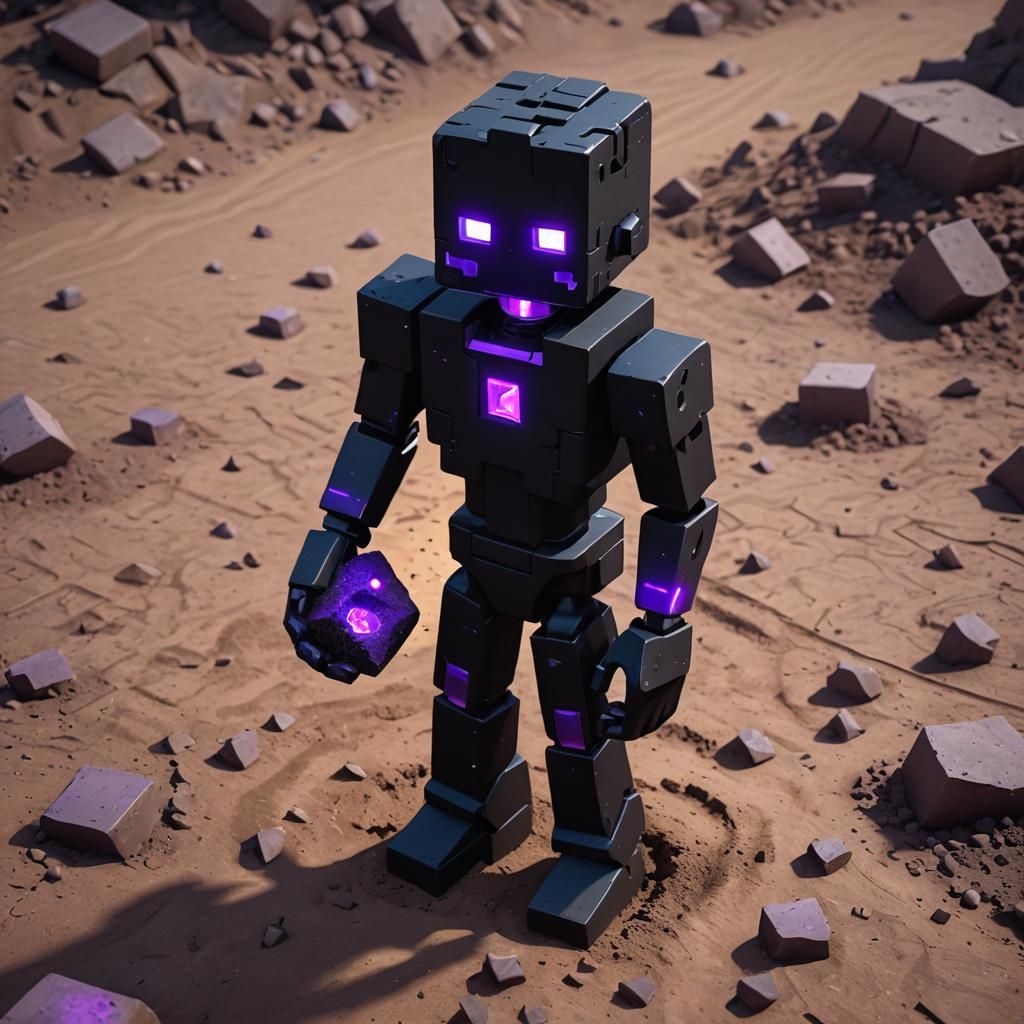 Blocky Black Figure with Glowing Eyes
