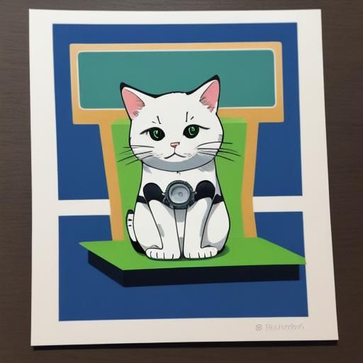 Cute Mechatronic Cat in Anime Key Visual Style