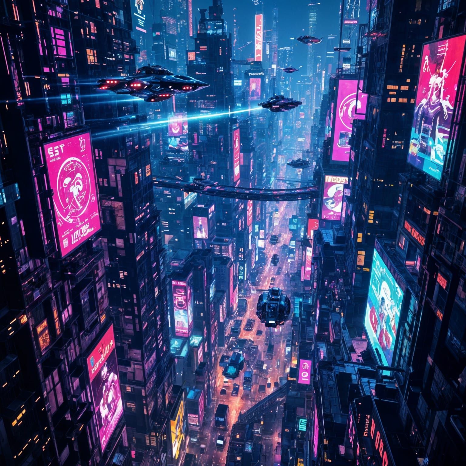 Cyberpunk Cityscape with Flying Vehicles in Afrofuturist Sty...
