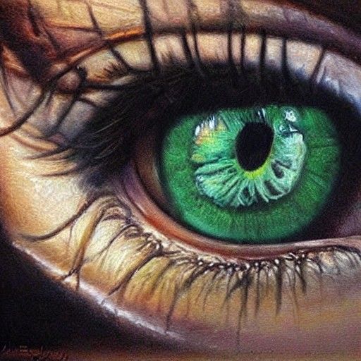 Eye with Blue, Brown, and Green Hues: Oil Painting