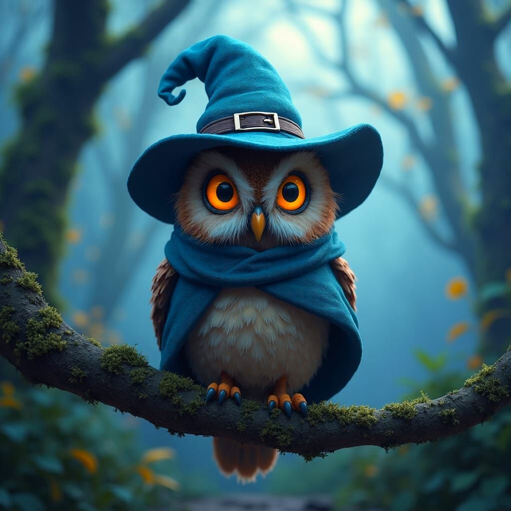 Wise Owl Wizard in Enchanted Forest