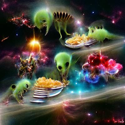 Extraterrestrial Feast: Aliens Dining Among the Stars