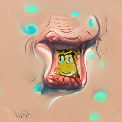 Cartoon Mouth Farting in Hillenburg Style