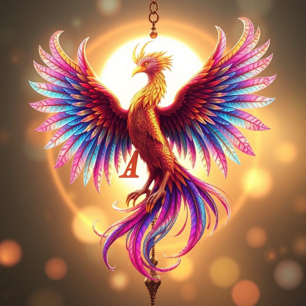 Phoenix Tarot Card Wind Chime in Anime Style