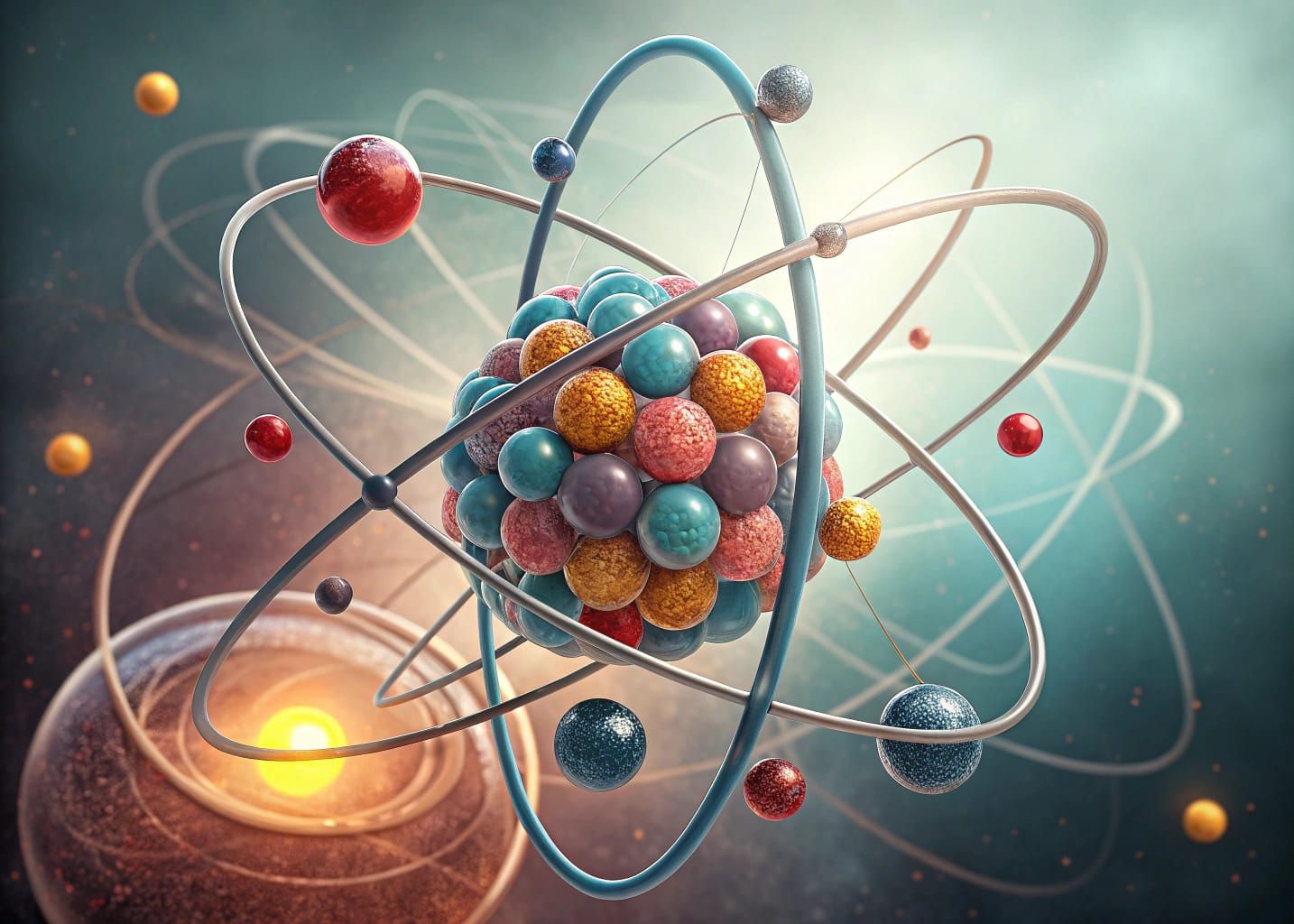 Detailed Scientific Illustration of an Atom's Structure