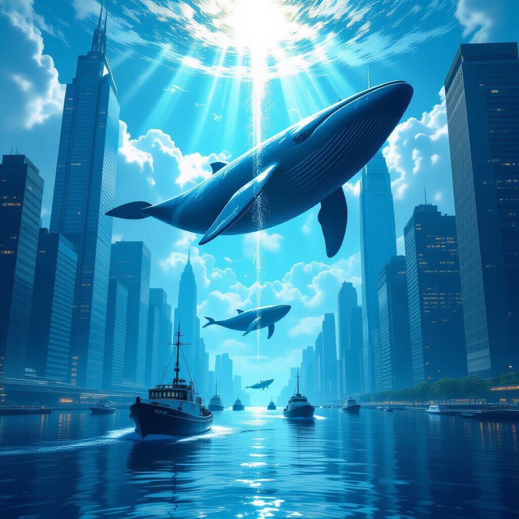 Upside-Down Ocean Metropolis in Photorealistic Surrealism