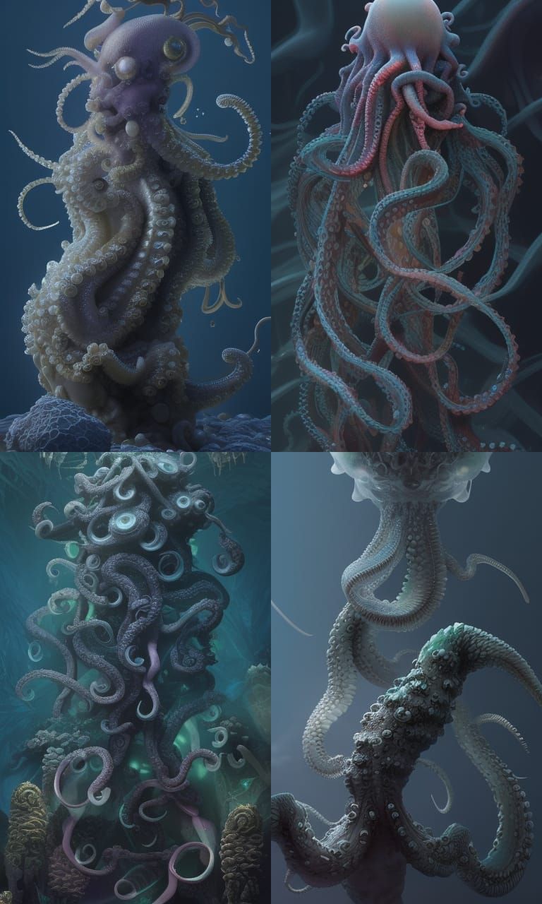 Bioluminescent Cthulhu Monster Digital Rendering