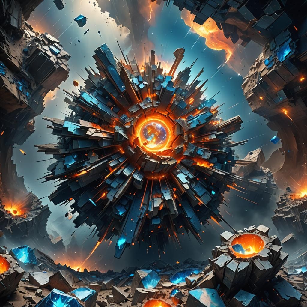 Shattered Earth: A Fractal Space Concept Art