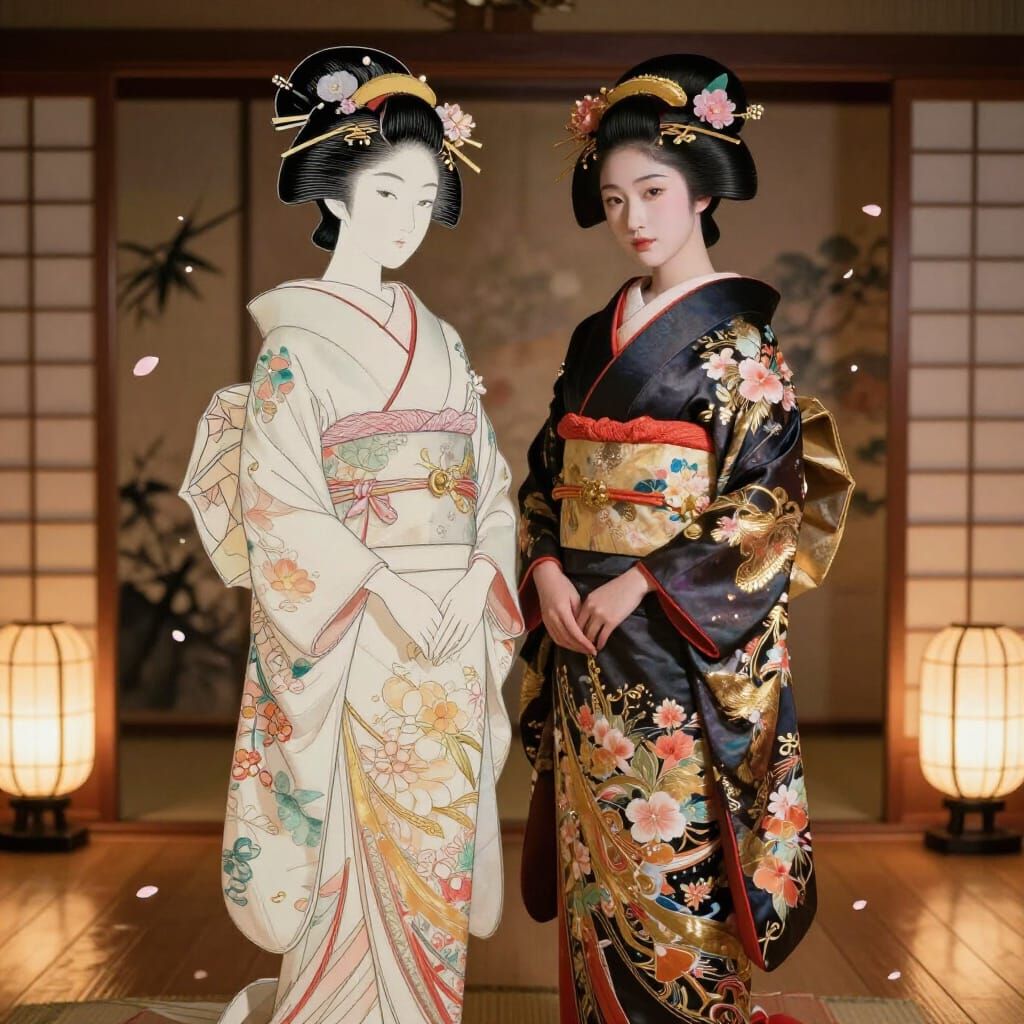 Surreal Geisha Portrait in Traditional Kyoto Interior