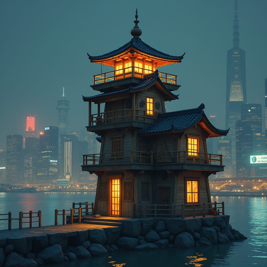 Charming Lighthouse in Vintage Urban Style