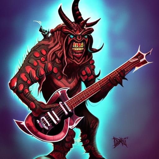 Jack Black as a Demon Guitarist in DnD Art