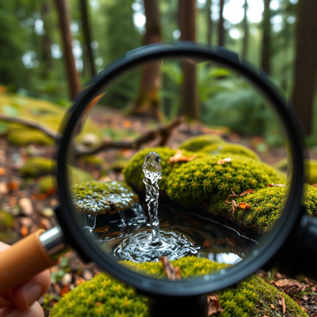 naturally fountain under a magnifyin' glass