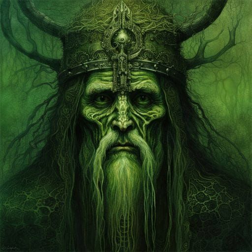 Viking Lich King in Dark Mystical Style