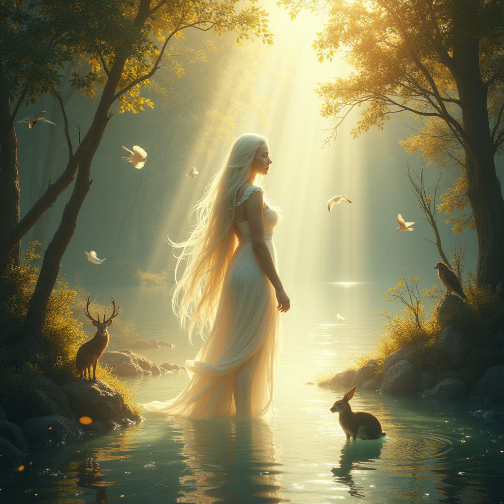 Ethereal Lemurian Being in Golden Light