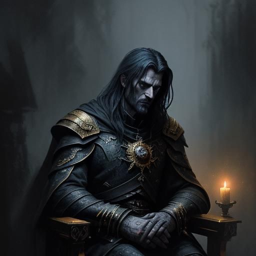 Dark Lord in Mystical Castle: Dark Romanticism Painting