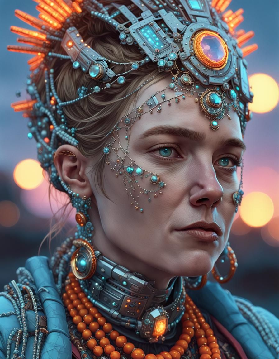 Woman in High-Tech Fantasy Outfit, Concept Art